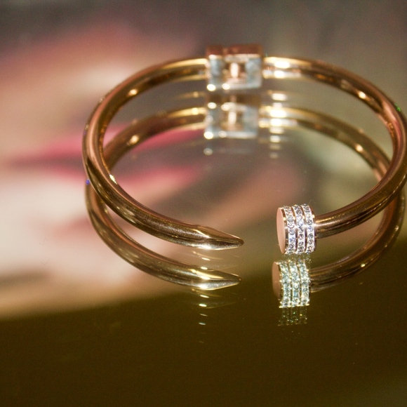 14kt Dipped Rose Gold Pave Bracelet. - Picture 4 of 7